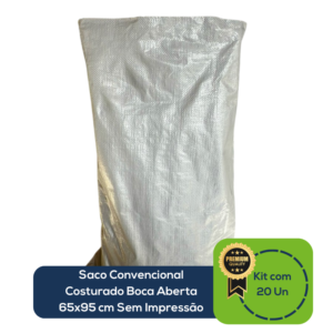 Kit Com 10 Un Saco Convencional Costurado Boca Aberta Branco 65x95cm Sem Impressão