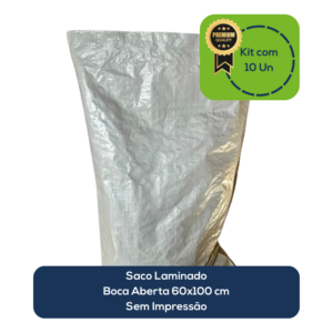 Kit Com 10 Un Saco Laminado Costurado Boca Aberta Branco 60x100cm Sem Impressão