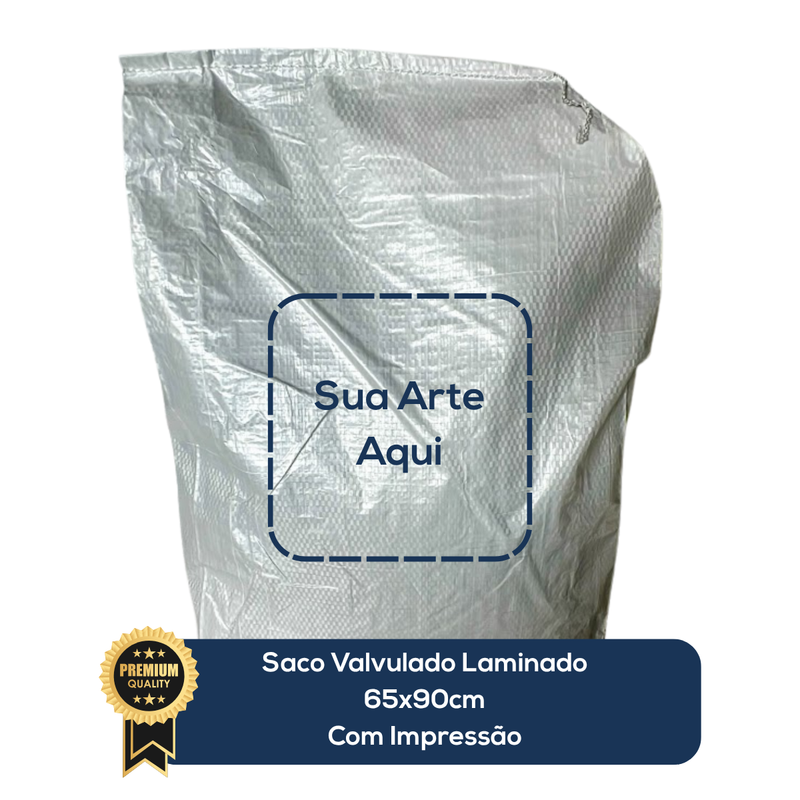 Milheiro Saco Laminado Valvulado Branco 65x90cm Com Impressão