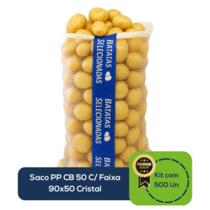 Kit Com 500 Un Saco PP CB 50 C/ Faixa 90x50 Cristal