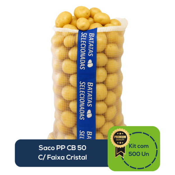 Kit Com 500 Un Saco PP CB 50 C/ Faixa Cristal