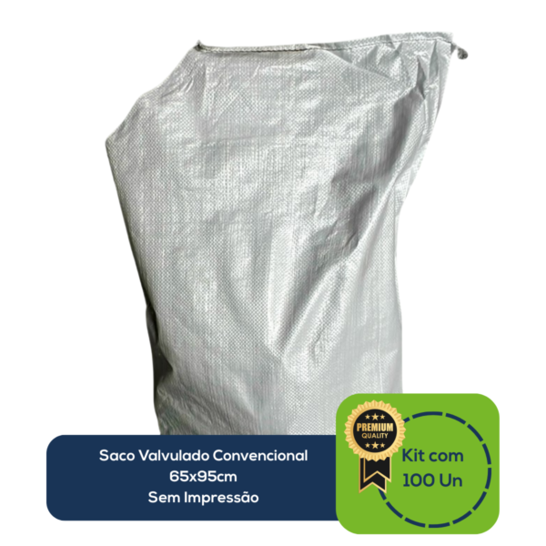 Kit Com 100 Un Saco Convencional Costurado Valvulado Branco 65x95cm Sem Impressão