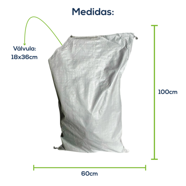 Kit Com 100 Un Saco Convencional Costurado Valvulado Branco 60x100cm Sem Impressão - Image 2