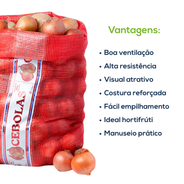Kit Com 500 Un Saco Giro Inglês Cebola C/ Faixa C Tradicional Vermelho - Image 3
