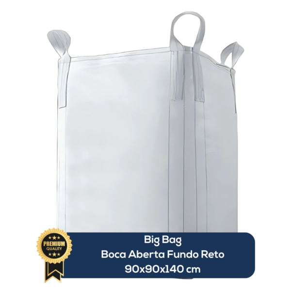Big Bag Novo Boca Aberta Fundo Reto Sem Liner Sem Trava 90x90x140cm 160G Sem Impressão