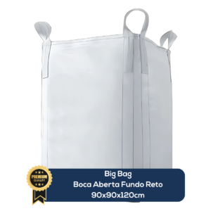 Big Bag Novo Boca Aberta Fundo Reto Sem Liner Sem Trava 90x90x120cm 160G Sem Impressão