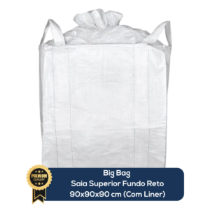 Big Bag Novo Saia Superior Fundo Reto Com Liner Sem Trava 90x90x90cm 160G Sem Impressão