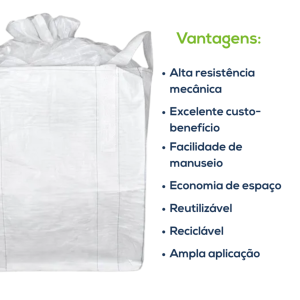 Big Bag Novo Saia Superior Fundo Reto Sem Liner Sem Trava 90x90x140cm 160G Sem Impressão - Image 4