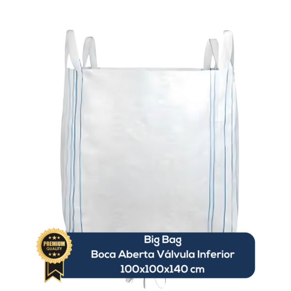 Big Bag Novo Boca Aberta Válvula Inferior Sem Liner Sem Trava 100x100x140cm 160G Sem Impressão