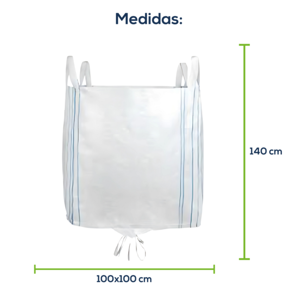 Big Bag Novo Boca Aberta Válvula Inferior Sem Liner Sem Trava 100x100x140cm 160G Sem Impressão - Image 2