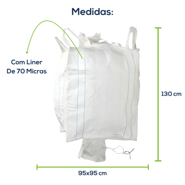 Big Bag Novo Saia Superior Válvula Inferior Com Liner Sem Trava 95x95x130cm 160G Sem Impressão - Image 2