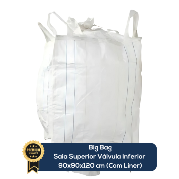 Big Bag Novo Saia Superior Válvula Inferior Com Liner Sem Trava 90x90x120cm 160G Sem Impressão