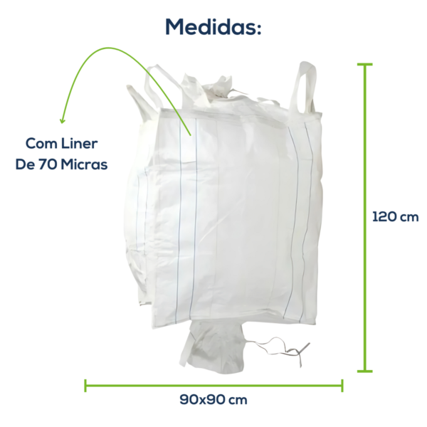 Big Bag Novo Saia Superior Válvula Inferior Com Liner Sem Trava 90x90x120cm 160G Sem Impressão - Image 2