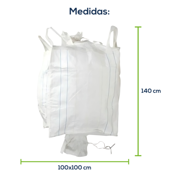 Big Bag Novo Saia Superior Válvula Inferior Sem Liner Sem Trava 100x100x140cm 160G Sem Impressão - Image 2