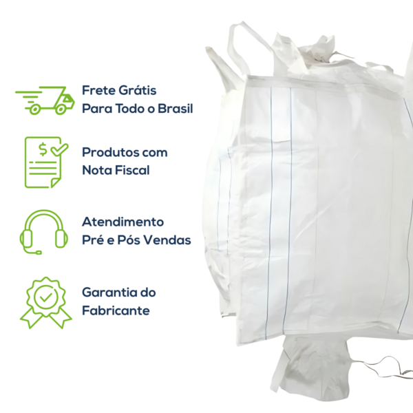 Big Bag Novo Saia Superior Válvula Inferior Com Liner Sem Trava 90x90x120cm 160G Sem Impressão - Image 8