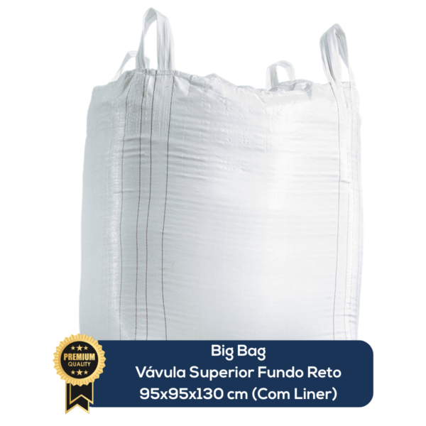 Big Bag Novo Válvula Superior Fundo Reto Com Liner Sem Trava 95x95x130cm 160G Sem Impressão