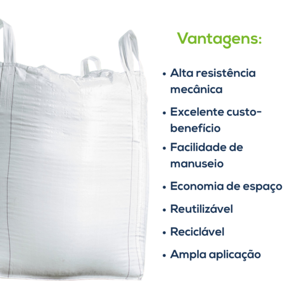 Big Bag Novo Válvula Superior Fundo Reto Com Liner Sem Trava 95x95x130cm 160G Sem Impressão - Image 4