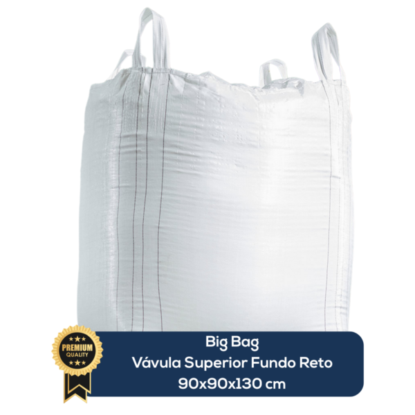Big Bag Novo Válvula Superior Fundo Reto Sem Liner Sem Trava 90x90x130cm 160G Sem Impressão