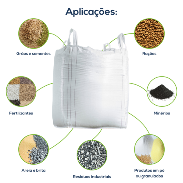 Big Bag Novo Válvula Superior Fundo Reto Sem Liner Sem Trava 90x90x130cm 160G Sem Impressão - Image 3