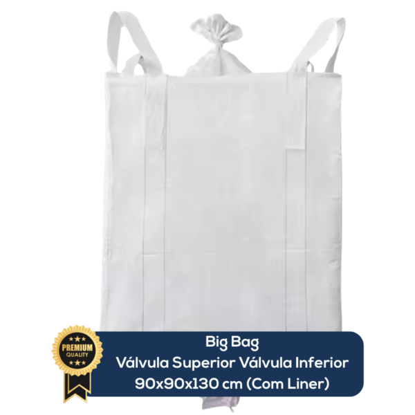 Big Bag Novo Válvula Superior Válvula Inferior Com Liner Sem Trava 90x90x130cm 160G Sem Impressão