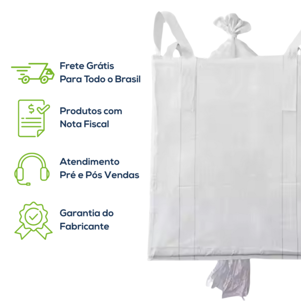 Big Bag Novo Válvula Superior Válvula Inferior Com Liner Sem Trava 90x90x130cm 160G Sem Impressão - Image 8