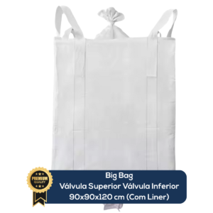 Big Bag Novo Válvula Superior Válvula Inferior Com Liner Sem Trava 90x90x120cm 160G Sem Impressão