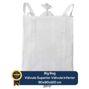 Big Bag Novo Válvula Superior Válvula Inferior Sem Liner Sem Trava 90x90x120cm 160G Sem Impressão