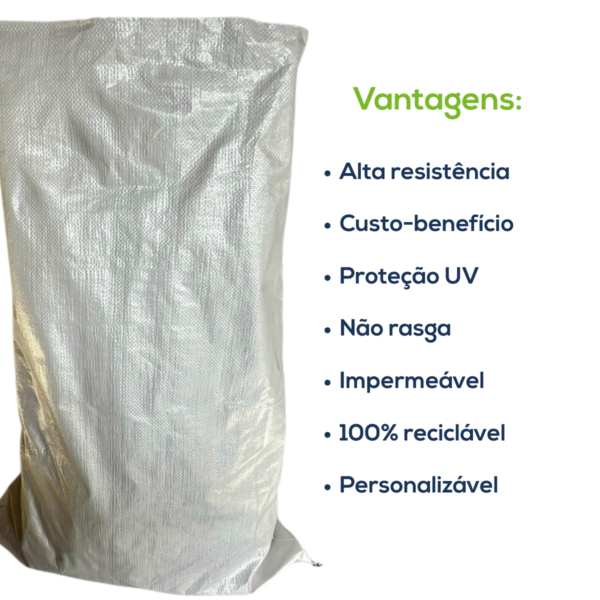 Kit Com 250 Un Saco Convencional Costurado Boca Aberta Branco 65x95cm Sem Impressão - Imagem 4