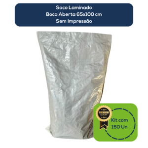 Kit Com 150 Un Saco Laminado Costurado Boca Aberta Branco 65x100cm Sem Impressão