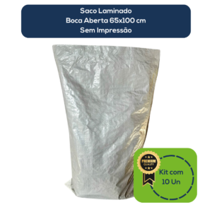 Kit Com 10 Un Saco Laminado Costurado Boca Aberta Branco 65x100cm Sem Impressão