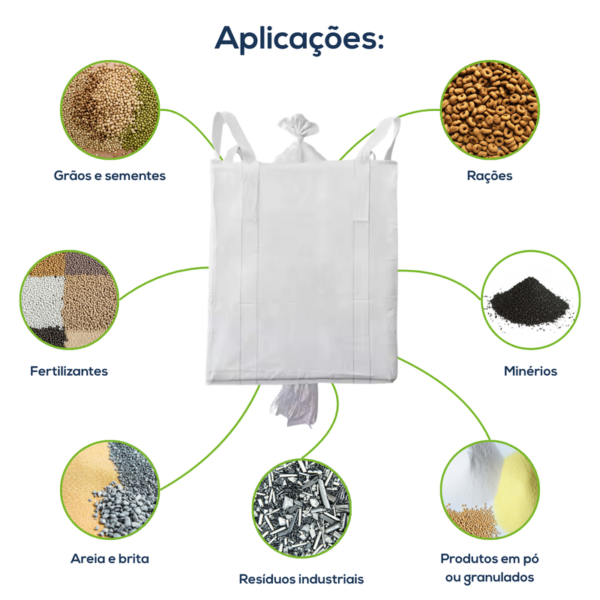 Big Bag Novo Válvula Superior Válvula Inferior Sem Liner Sem Trava 100x100x140cm 160G Sem Impressão