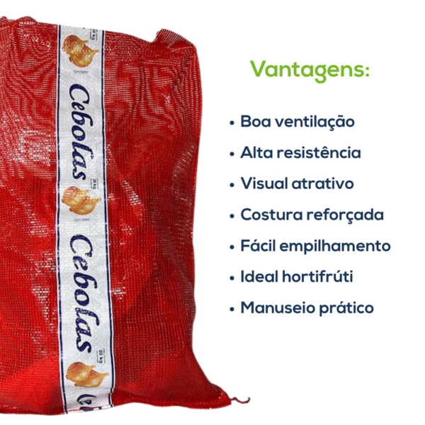 Kit Com 500 Un Saco Giro Inglês Cebola C/ Faixa B Tradicional Vermelho - Imagem 3