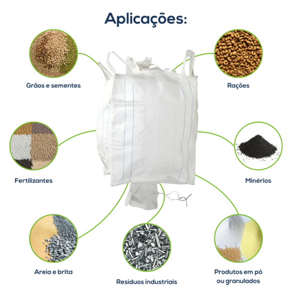 Big Bag Novo Saia Superior Fundo Reto Sem Liner Sem Trava 90x90x130cm 160G Sem Impressão - Imagem 3