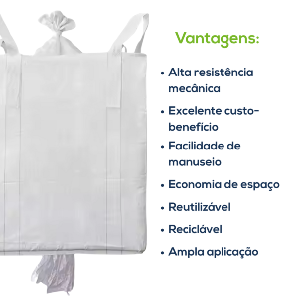 Big Bag Novo Válvula Superior Válvula Inferior Sem Liner Sem Trava 100x100x140cm 160G Sem Impressão - Imagem 4