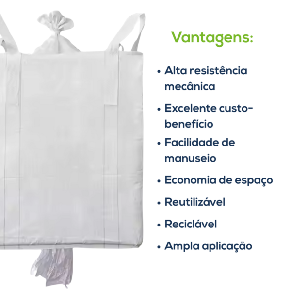 Big Bag Novo Válvula Superior Válvula Inferior Sem Liner Sem Trava 100x100x140cm 160G Sem Impressão - Image 2
