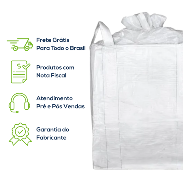Big Bag Novo Saia Superior Fundo Reto Com Liner Sem Trava 90x90x130cm 160G Sem Impressão - Imagem 8