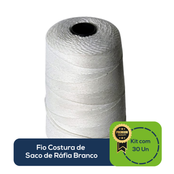 Kit Com 30 Un Fio Costura de Saco de Ráfia Branco