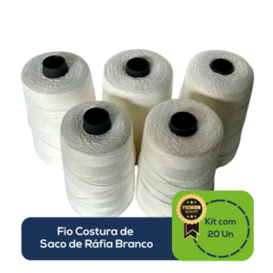 Kit Com 20 Un Fio Costura de Saco de Ráfia Branco