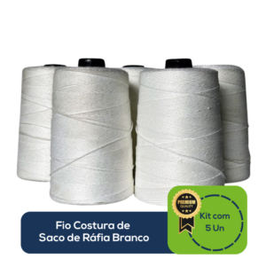 Kit Com 5 Un Fio Costura de Saco de Ráfia Branco