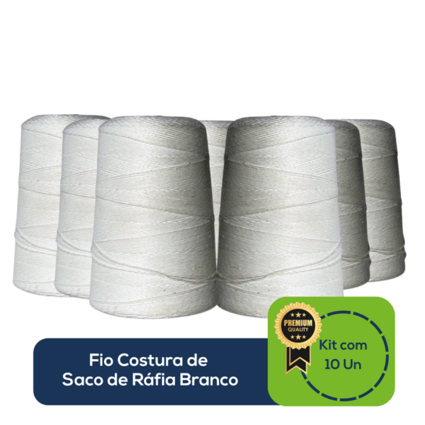 Kit Com 10 Un Fio Costura de Saco de Ráfia Branco