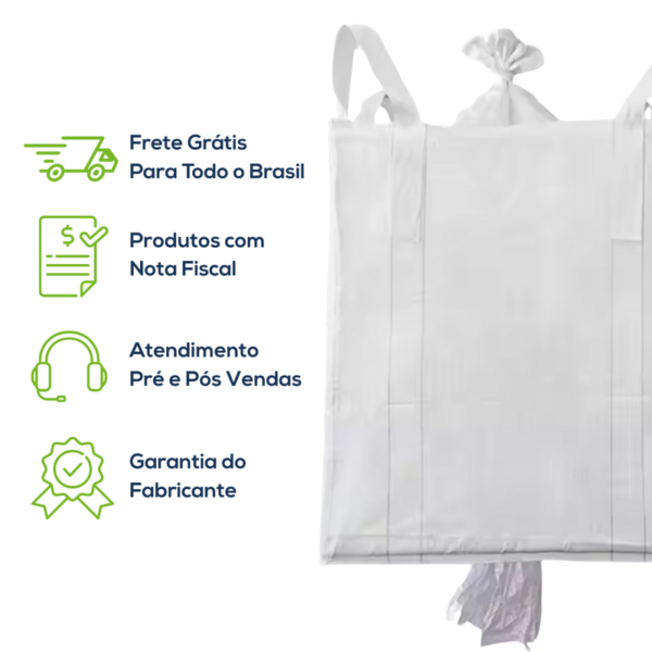 Big Bag Novo Válvula Superior Válvula Inferior Sem Liner Sem Trava 95x95x130cm 160G Sem Impressão - Imagem 8